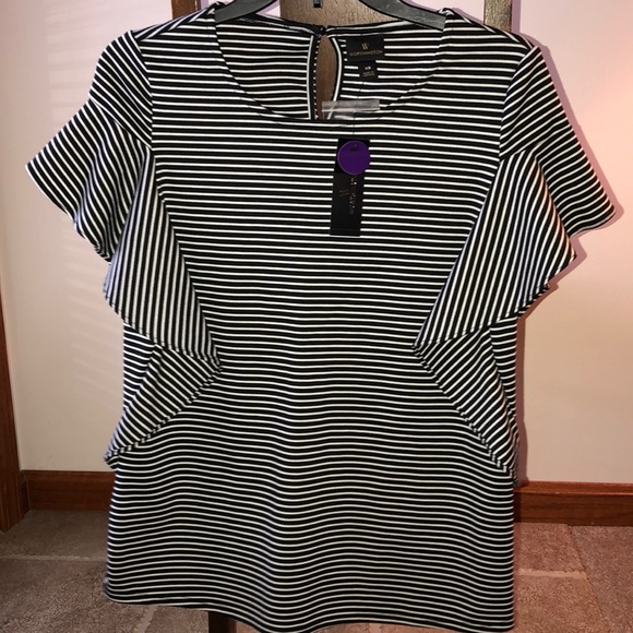 Worthington Tops - Black & White Striped Top